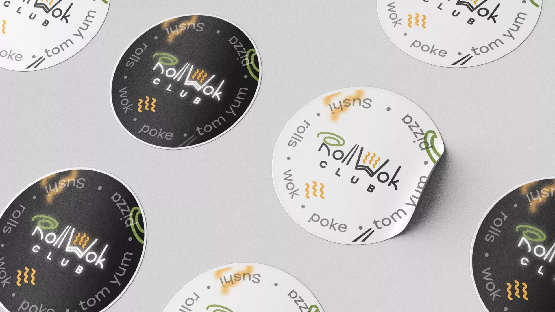 Разработка наклеек для суши-бара «Roll Wok Club» в Ясногорске